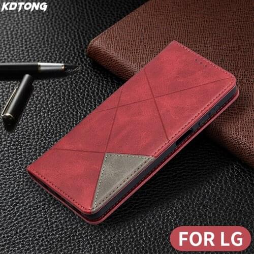 Luxury Flip Wallet With PU Leather Case For LG K42 K51 K61 Card Slots Business Magnetic Rhombus Full Protection Phone Case Cover