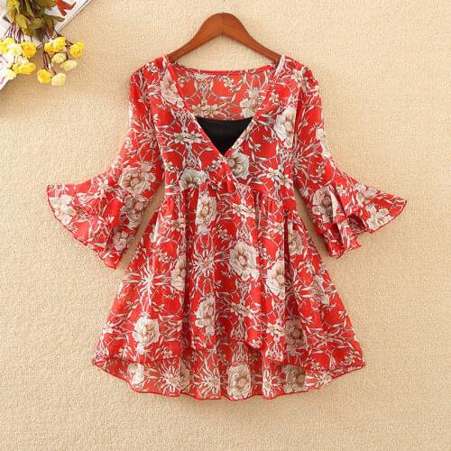 Chiffon Blouse Tps Floral Kimono Boho Ruffle Shirt Womens Tops And Blouses Plus Size 2020 Korean Harajuku Clothes Camis K33
