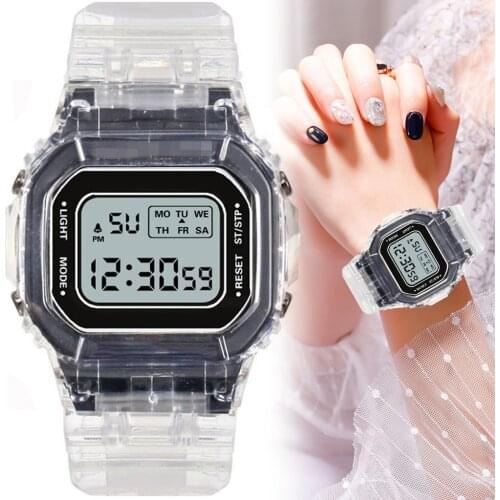 LED Digital Watch Crystal Square Women Watches PCV / F91W Steel Strap Sports Watches Electronic Wrist Band Clock Students