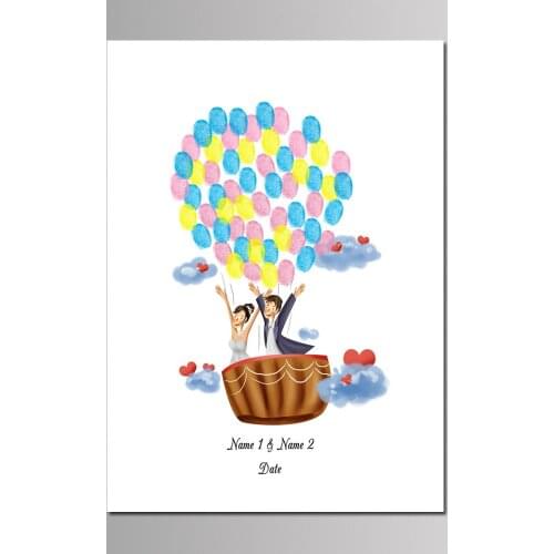 Wedding Party Decoration 50x70cm Large Size Hot Air Balloon Fingerprint Guest Book Valentines Gift Customized Canvas Painting