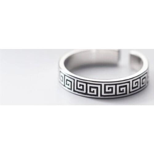 Sole Memory Retro Simple Geometric 925 Sterling Silver Female Resizable Opening Rings SRI931