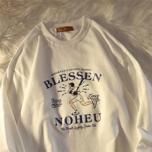 Green Vintage Letter Baseball Printed Sweatshirt Women Streetwear Long Sleeve Tops 2021 New Fashion Teens Clothes Harajuku Japan