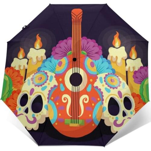 Automatic Umbrella Rain Women Three-folding Umbrella Dia Muertos Background Windproof Umbrella Female Waterproof parasol