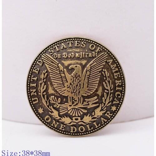 10pc 1-1/2 "(38X38MM) Antique Brass Morgan Head Eagle Dollar Screw Back Handmade Decor Replica Coin Conchos