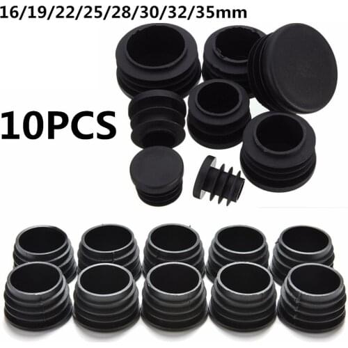 10 PCS 8 Sizes Plastic Furniture Leg Plug Blanking End Caps Insert Plugs Bung For Round Pipe Tube Black