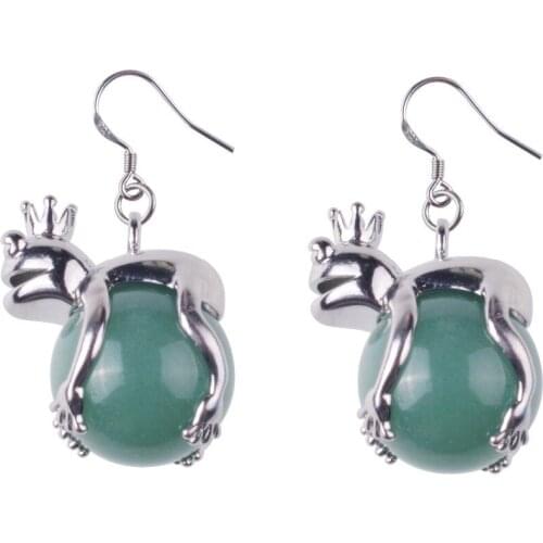 Summer Natural Stone Earrings Purple Frog Prince Cartoon Image Lady Popular Jewelry Gift For Woman