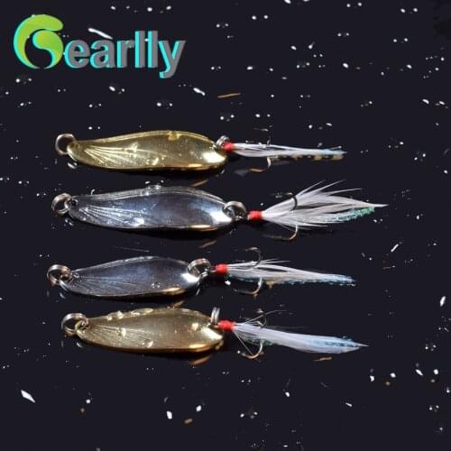4 Pcs Metal Sequins Fishing Lure Spoon Lure Noise Paillette Hard Baits with Feather Treble Hook Pesca Fishing Tackle 7.5g/12.5g