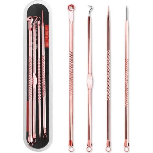 4pcs Blackhead Remover Tool Kit Acne Extractor Tool Professional Stainless Pimple Acne Blemish Removal Tools Set