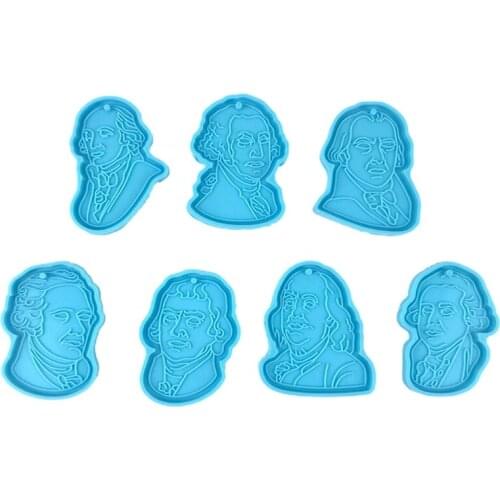 7 Pcs Foreigner Head Keychain Epoxy Resin Mold Pendant Casting Silicone Mould DIY Crafts Polymer Clay Jewelry Making Tool