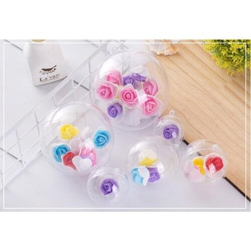 75pcs 4/5cm Christmas Tree Decorations Ball Transparent Open Plastic Clear Bauble Ornament Gift Present Box Decoration