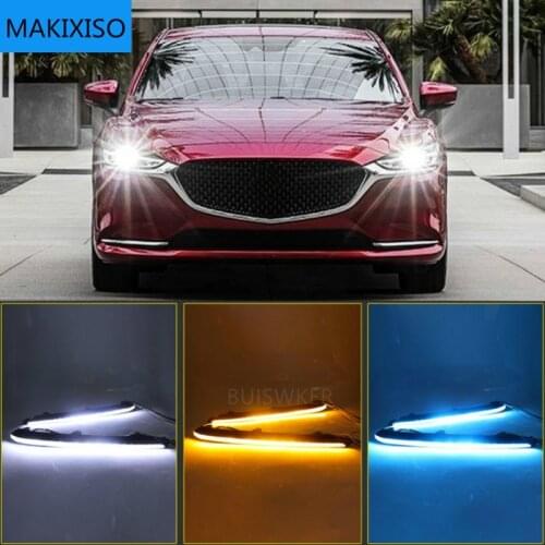 2PCS Car DRL Lamp LED Daytime Running Light For Mazda 6 Atenza 2020 2021 with Yellow Turn Signal fog lamp