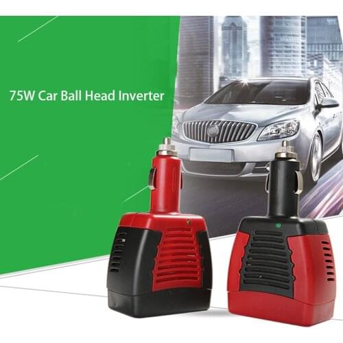 Car Inverter 75W 12V DC To 220V/110V AC Cigarette Lighter Power Supply Inverter Adapter with 0.5/2.1A USB Charger Port