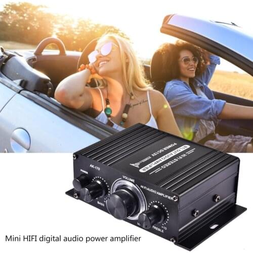 DC12V Mini Car Audio Amplifier Auto Stereo Amplifier High Bass Stereo Amplifier Two Channel Output For Motorcycle Home Boat