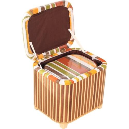 Bamboo Storage Stool Multi-Functional Bucket with Lid Can Sit Small Shoe Changing Stool Household Storage Box