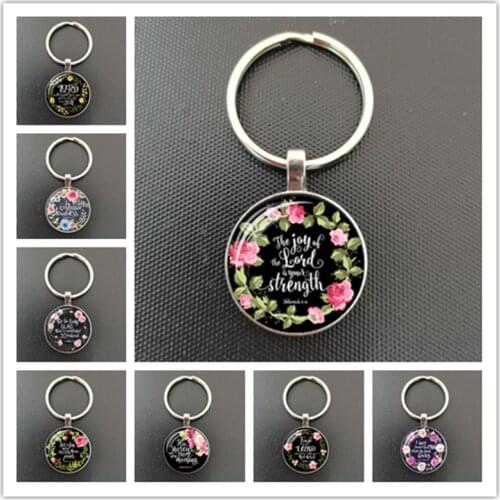 Outside Kindness Bible Verse Psalm Quote Key Chain Glass Jewelry Christian Pendant Keyring Keychain Gift For Men Women Gift
