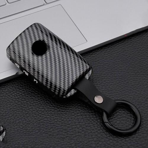 Carbon fiber Car Key Case Cover Holder For Mazda 3 Alexa CX4 CX5 CX8 2019 2020 3Button Smart Remote Car Key