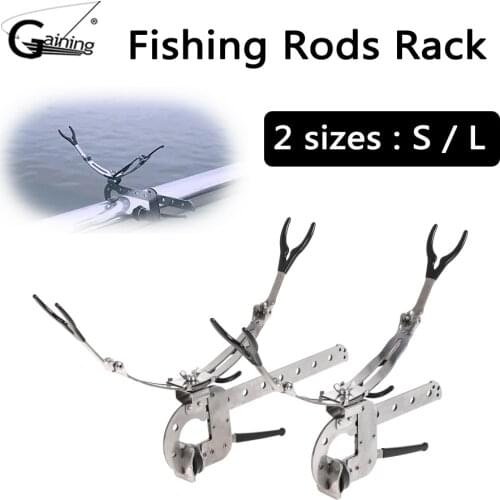 Fishing Pole Rod Holder Adjustable Folding Support Stand Bracket with Stainless Steel Universal Clamp-On Boat Deck Mount 2 Sizes