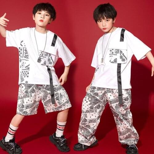 Kids Tracksuits Sets Girls Boys Streetwear Hip Hop Fashion Oversize Loose Short Sleeve T-shirt Shorts Children Dance Clothing