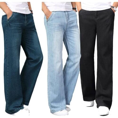 Jeans For Men Autumn and Winter Thick Wide-Leg Pants Mid-Waist Jeans Mens Large Trousers Loose Denim Trousers Size 26-40