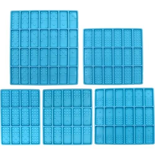 E56A 5 Pcs Dominoes Epoxy Resin Mold Domino Game Toys Silicone Mould DIY Crafts Ornaments Jewelry Casting Tool