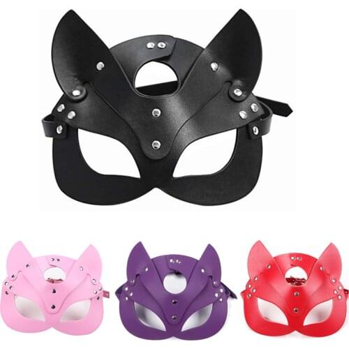Erotic Women Sexy Mask Half face fox Cosplay Leather sex Mask Halloween Party Mask Masquerade Ball Fancy Masks Punk collar