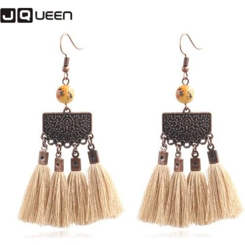 European and American Fashion Retro Womens Creative Natural Court Fan Shaped Tassel Earrings