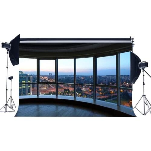 Office Room Backdrop Skyscraper Modern Building Shining Lights New York City View Blue Sky Nature Photography Background