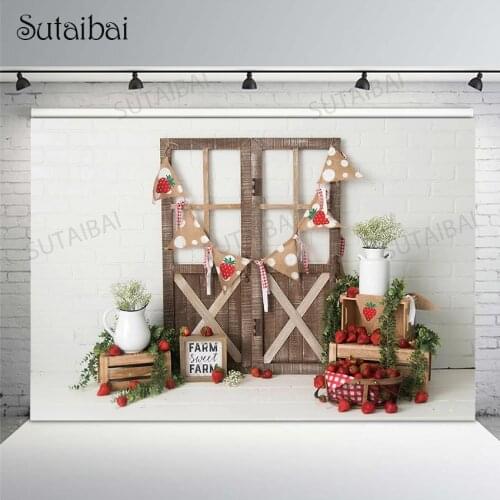Photography Backgrounds Birthday Baby Shower Strawberry Farm Newborn Backdrops Photo Studio Decor Props Photocall Photo Zone