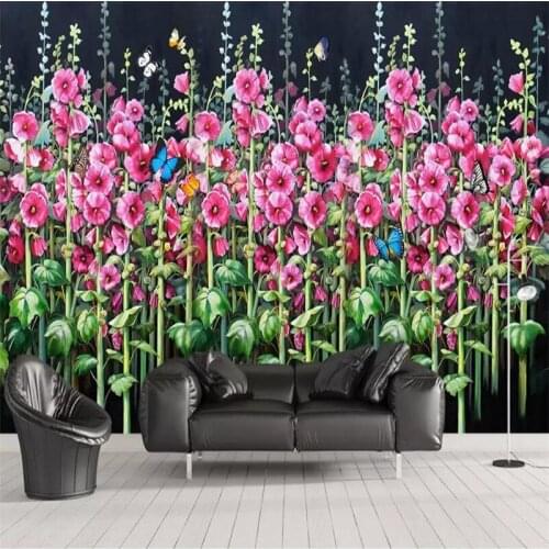 HD hemp flower butterfly background wall professional production mural, wallpaper wholesale, custom poster photo wall