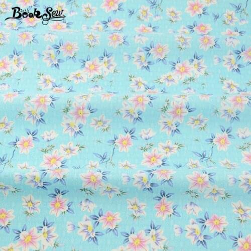 Booksew Cotton Poplin Fabric Lovely Floral Light Blue Dress Crafts Childrens Bed Sheets Pillows Shirt Fat Quarter Meter