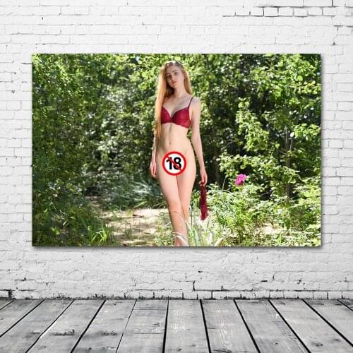 Canvas Paintings Blonde Sexy Girls Hot Body Adult Models Forest Pictures Posters and Prints Wall Art for Living Room Decor