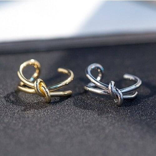Minimalism Knot Gold Silver Color Rings Open Finger Ring For Women Men Girl Party Jewelry Gifts