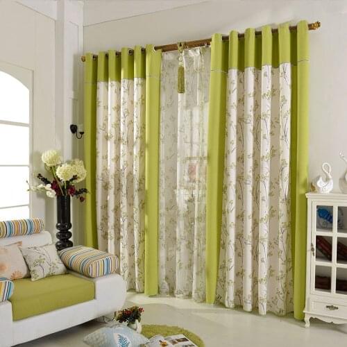Korean Pastoral Cotton and Linen Printing Blackout Bay Window Cushion Fabric Curtains for Living Dining Room Bedroom