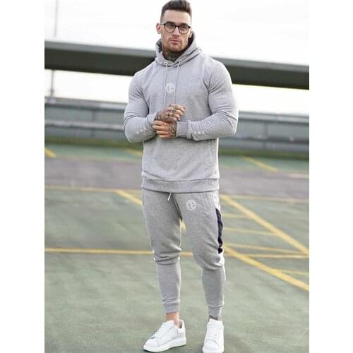 Mens Sets Print Hooded Pullover +Patchwork Pants Sport Suits Casual Sweatshirts Tracksuit Sportswear Fitness Clothing