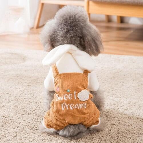 Cute Dog Corduroy Cotton Coat Pet Dog Winter Warm Coat Fleece Jackets for Small Dogs Chihuahua Bichon Puppy Christmas Clothing