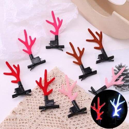 2Pcs Cute Christmas Fashion Hair Clips Deer Horn Hair Barrette Baby Hairpin Gift Hair Accessories Women Girl Children Headwear