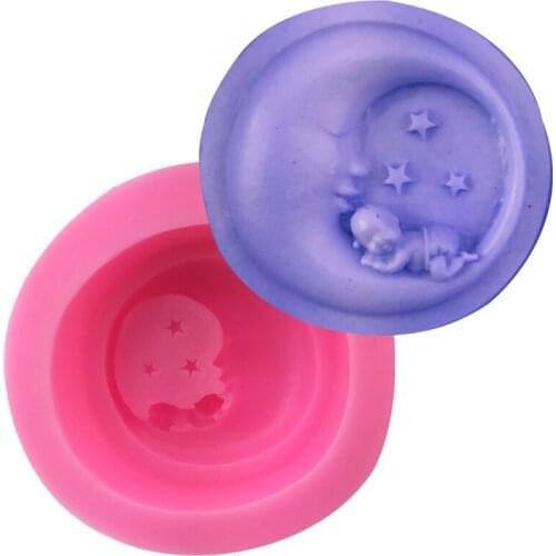 Moom Baby Good night 3D chocolate soap Moulds DIY fondant cake decorating tools silicone mold kitchen baking utensils
