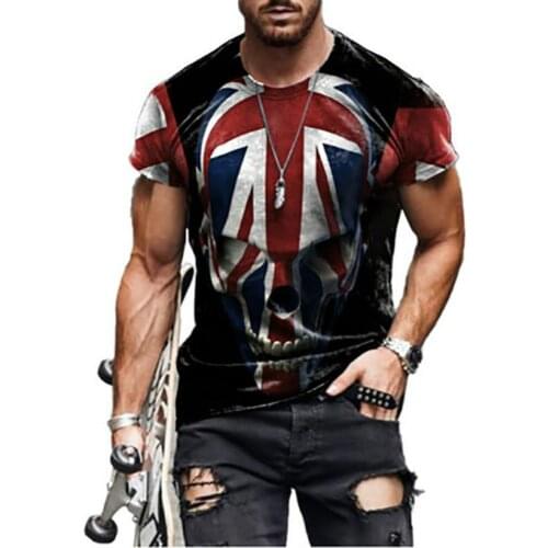 Retro clothing 3D printing T-shirt mens skull print O-neck shirt fashion street style XXS-6XL size 2021 summer