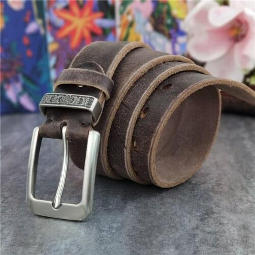 Stainless Steel Belt Buckle Mens Belts Luxury Super Thick Genuine Leather Belt Ceinture Belts Men Leather Waist Belt SBT0011