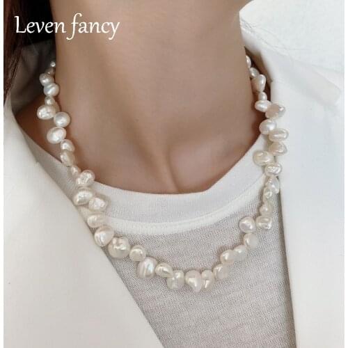 Natural Freshwater Pearl Necklace Baroque Irregular Necklaces for Women Chokers 925 Sterling Silver Ending Clasps