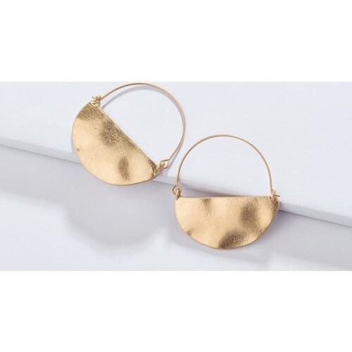 ZWPON 2020 New Large Gold Hammered Semicircle Hoop Earrings for Women Statement Earrings Jewelry Wholesale
