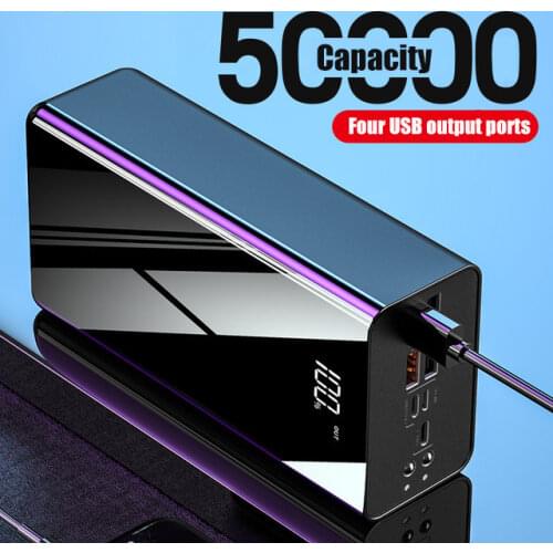 2021 new 50000mAh Power Bank TypeC 4 USB Fast Charging Powerbank 18650 Portable External Battery charger for iphone 12 xiaomi 11