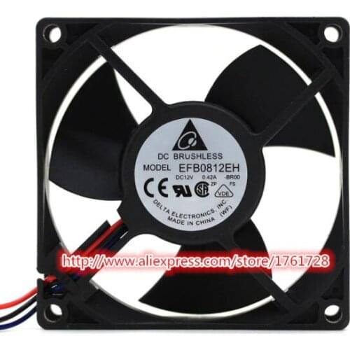 Brand new 80*80*25mm 8cm fan EFB0812EH -BR00 R00 12V 0.42A 3wires ,in stock