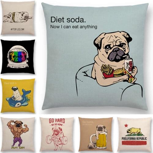 Newest Funny Bulldog Cushion Cover Cute Dog Happy Life Bodybuilding Home Decor Sofa Throw Pillowcase