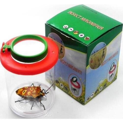 Wholesale 200pcs/lot Bug Box Magnify Insects Viewer box 2 Lens 4x Magnification Magnifier Childs Kids Toy Entomologists