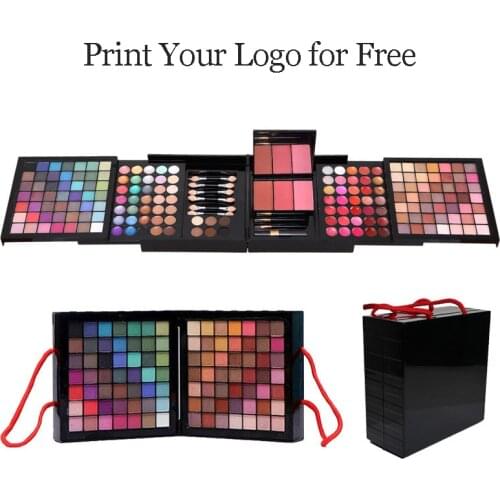 Custom Logo 177 Color Makeup Palette Matte Shimmer Eyeshadow Tray Brush Lipstick Bronzer Blush Cosmetics Gift Contour Palette