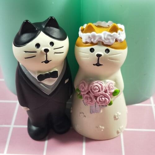Couple Cat Silicone Mold Wedding Soap Molds Gypsum Cats Chocolate Candle Candy Candle Mold Clay Resin DW0163 PRZY Wedding Moulds