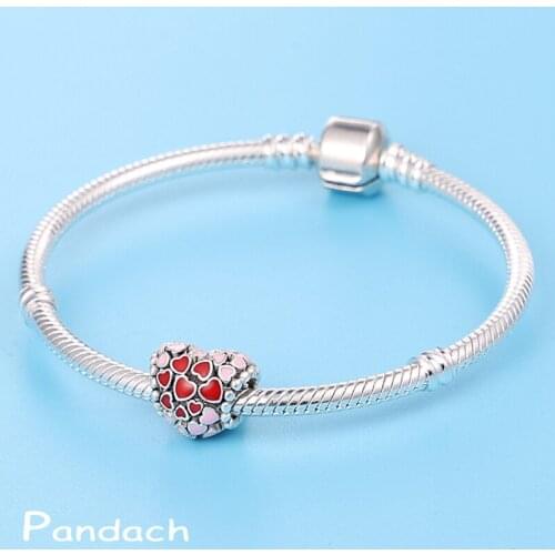 Genuine 925 Sterling Silver Heart-Shaped Zircon Love Charm Fit Original Pandora Bracelet&Bangle Making Fashion DIY Jewelry