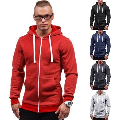 Hot Kf-Mens Solid Color Hoodie Casual Velvet Hooded Jacket Coat Mens Hooded Sweatshirt Pullover