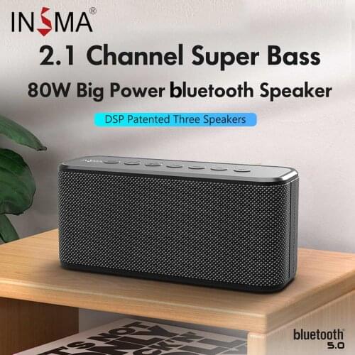 INSMA 80W Portable Bluetooth Speaker With 2*20w Power Amplifiers and 40w Bass Speaker 10400mAh Power Bank Function Home Theater